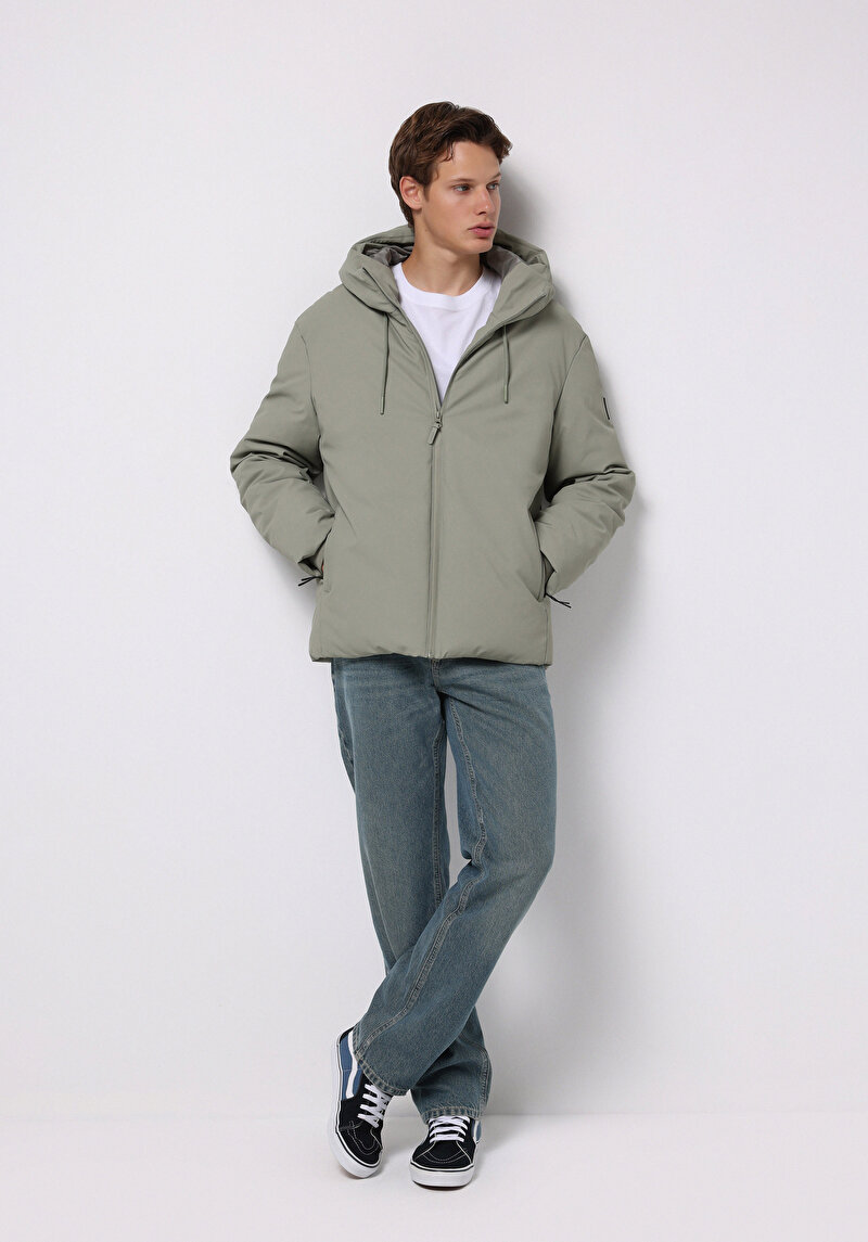 Regular Fit Erkek Yeşil Mont