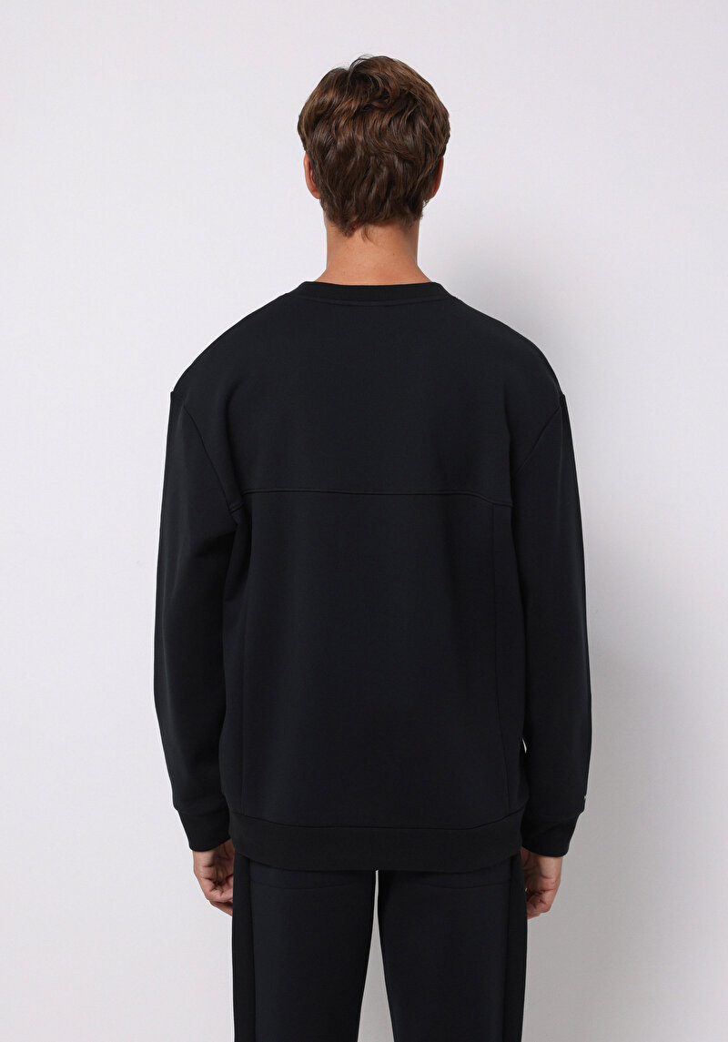 Comfort Fit Erkek Siyah Sweatshirt