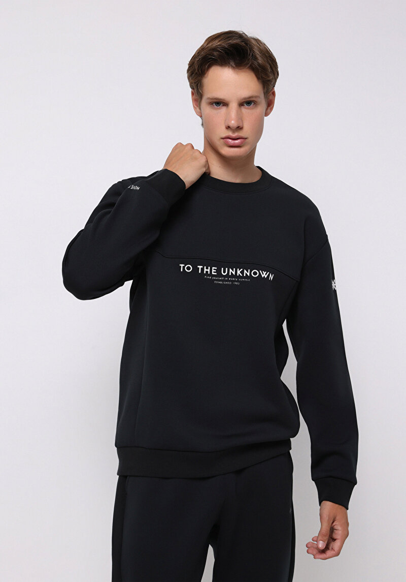 Comfort Fit Erkek Siyah Sweatshirt