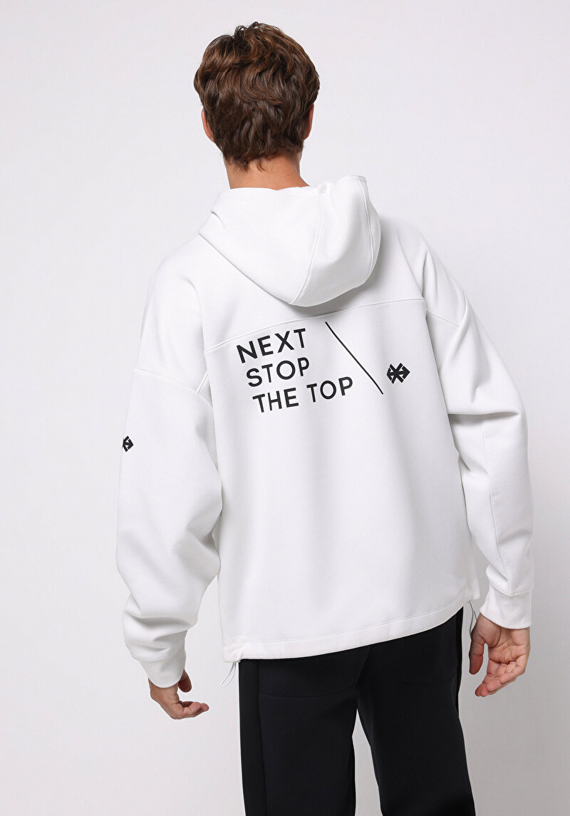 Oversize Fit Erkek Beyaz Sweatshirt