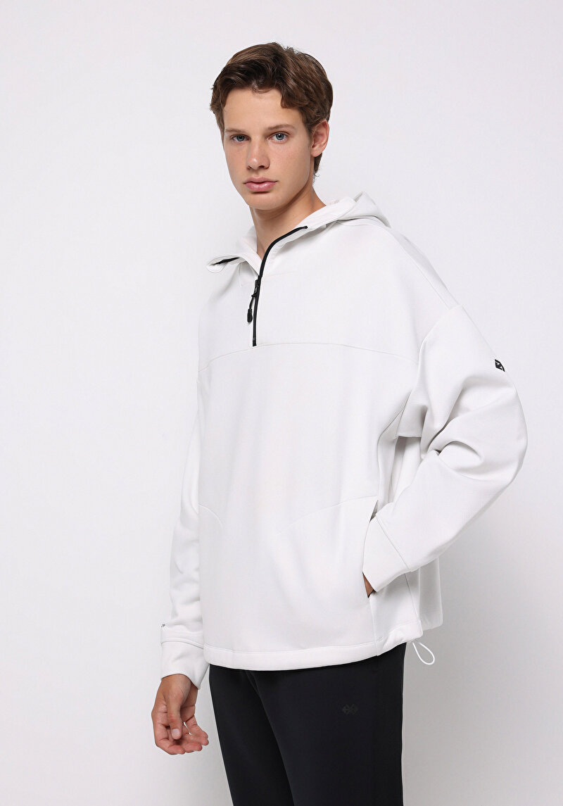 Oversize Fit Erkek Beyaz Sweatshirt
