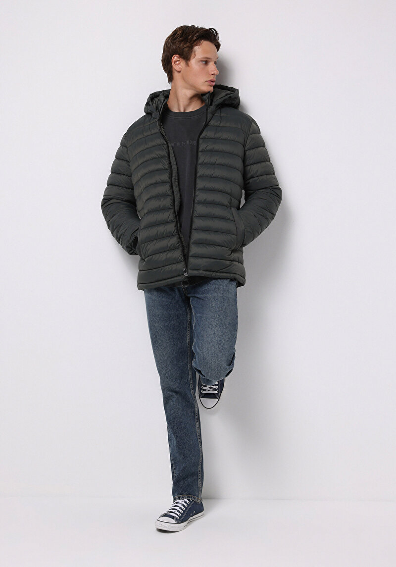 Slim Fit     Erkek Yeşil Mont