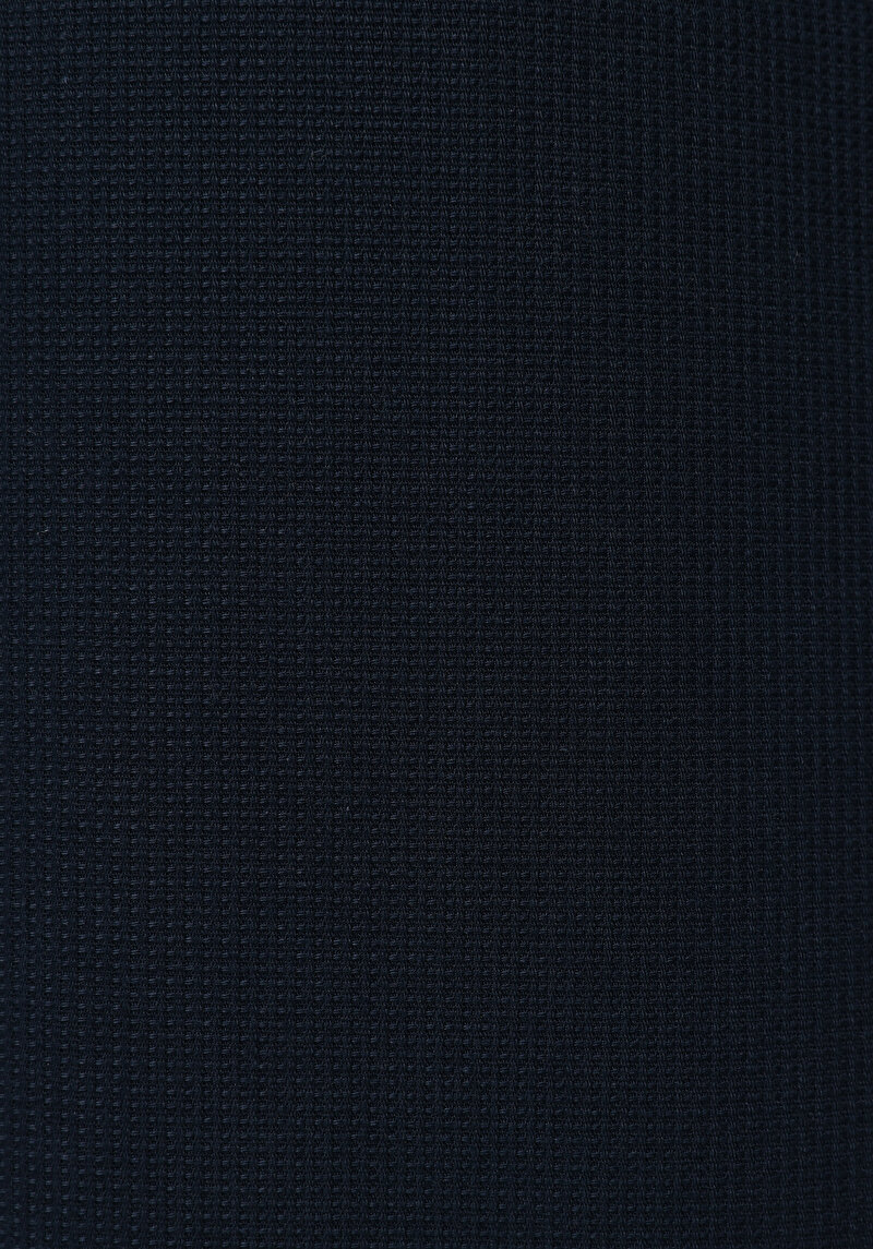 Slim Fit Shirt Neck Ekoseli Erkek Lacivert Uzun Kol Gömlek