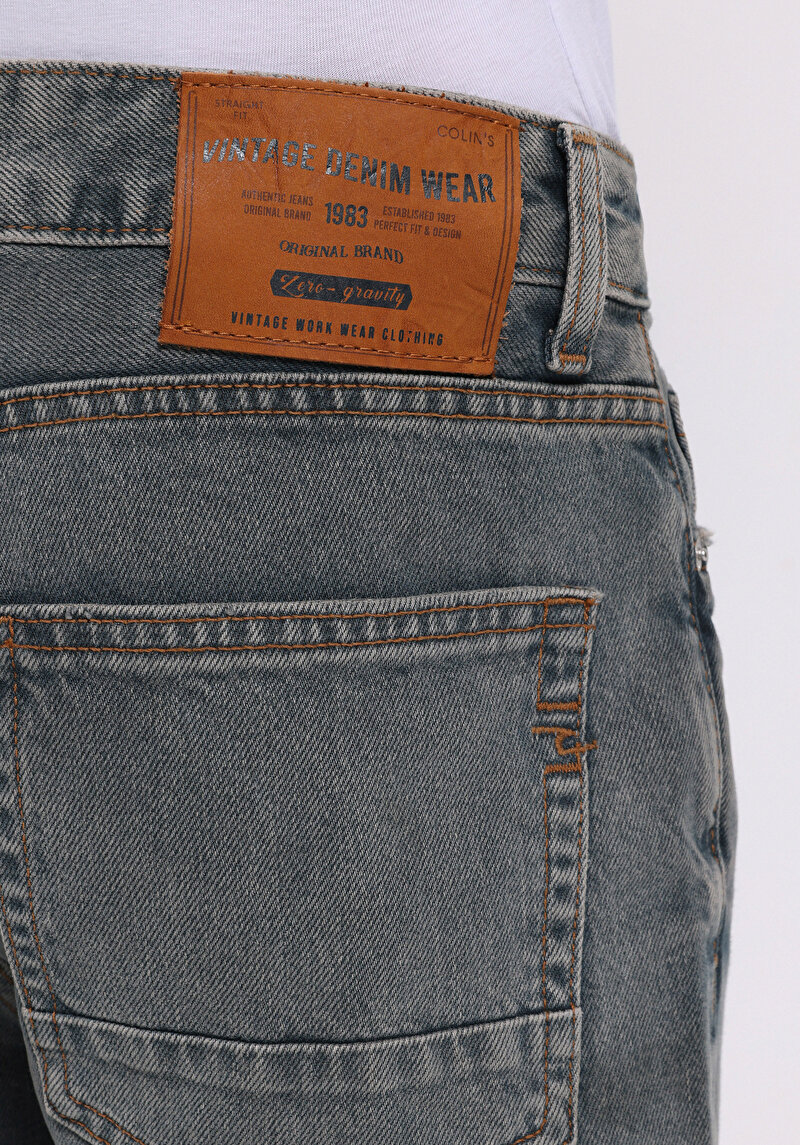 Loose Straight Fit Orta Bel Düz Paça Erkek İndigo Jean Pantolon