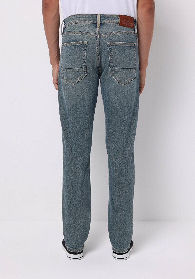 Straight Fit Erkek İndigo Jean Pantolon