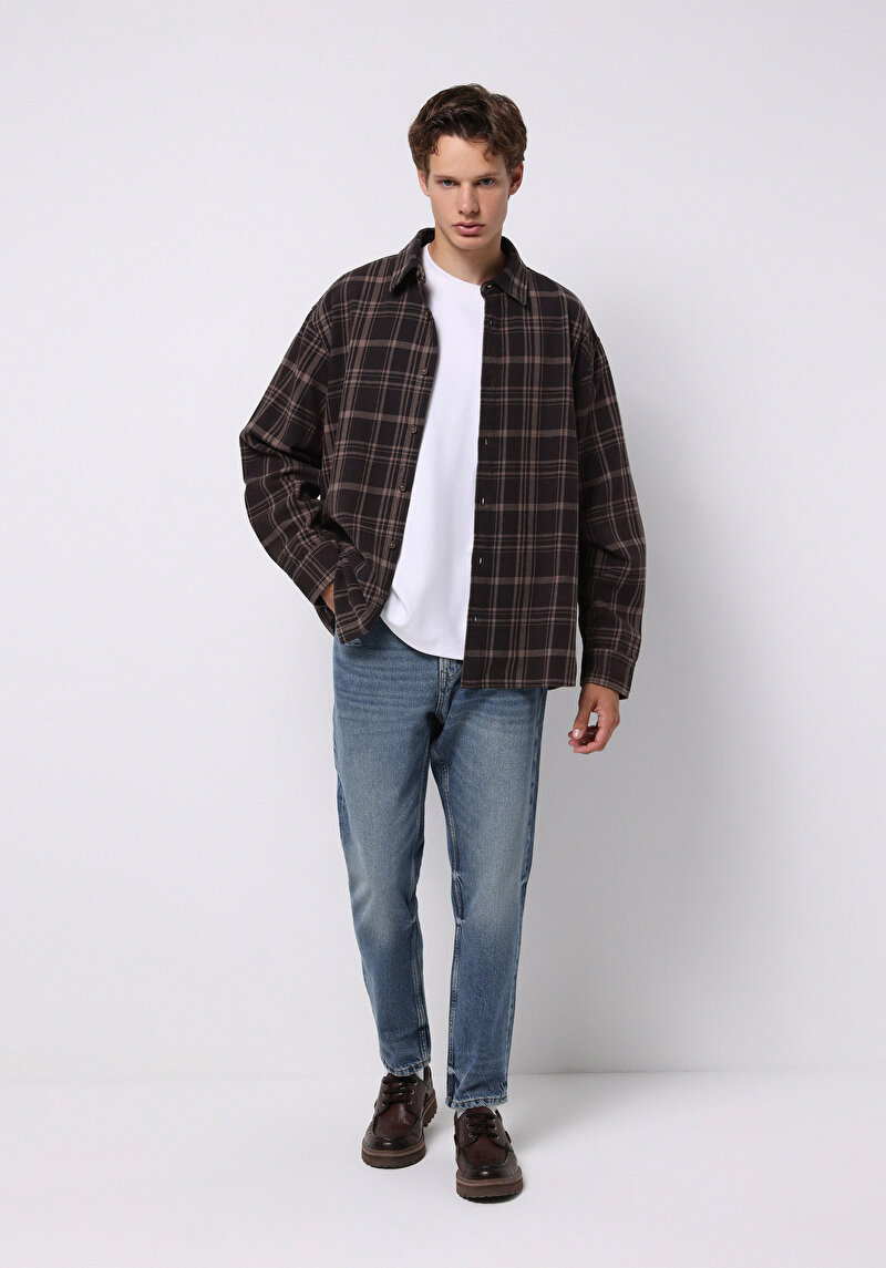 Loose Tapered Fit Erkek İndigo Jean Pantolon