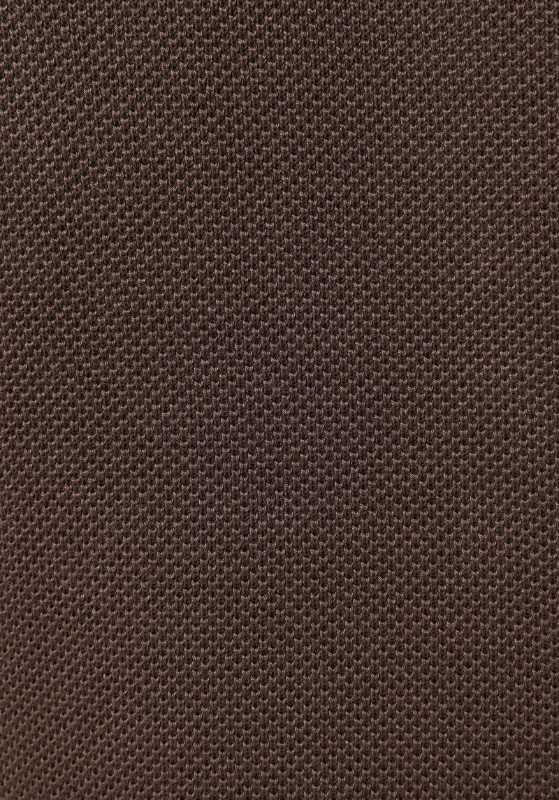 Regular Fit Polo Yaka Jakarlı Erkek Kahverengi Kazak