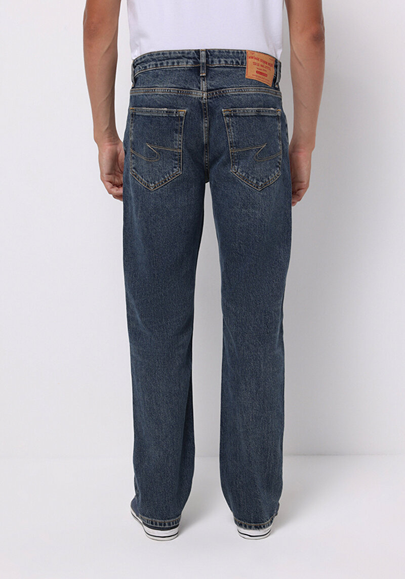 Regular Fit Erkek İndigo Jean Pantolon