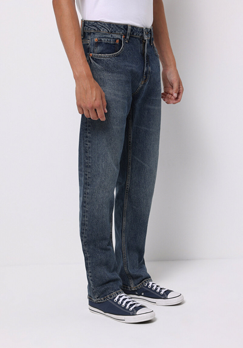 Regular Fit Erkek İndigo Jean Pantolon