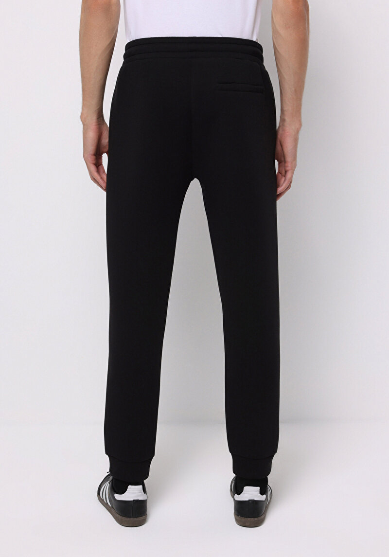 Regular Fit Orta Bel Düz Erkek Siyah Eşofman Altı