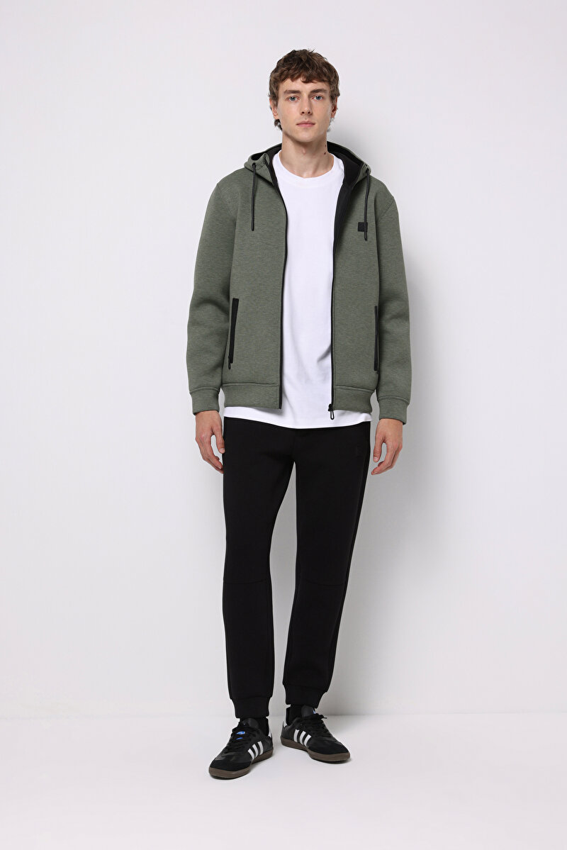 Regular Fit Orta Bel Düz Erkek Siyah Eşofman Altı