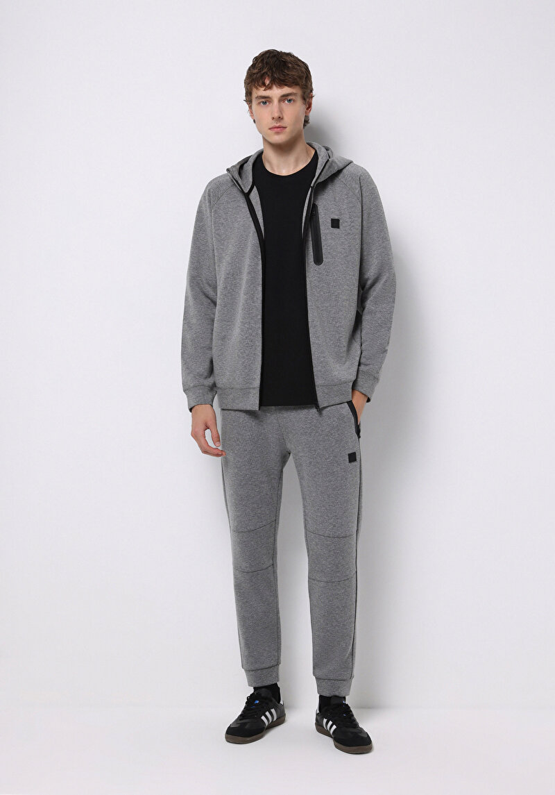 Regular Fit Orta Bel Düz Erkek Antrasit Eşofman Altı