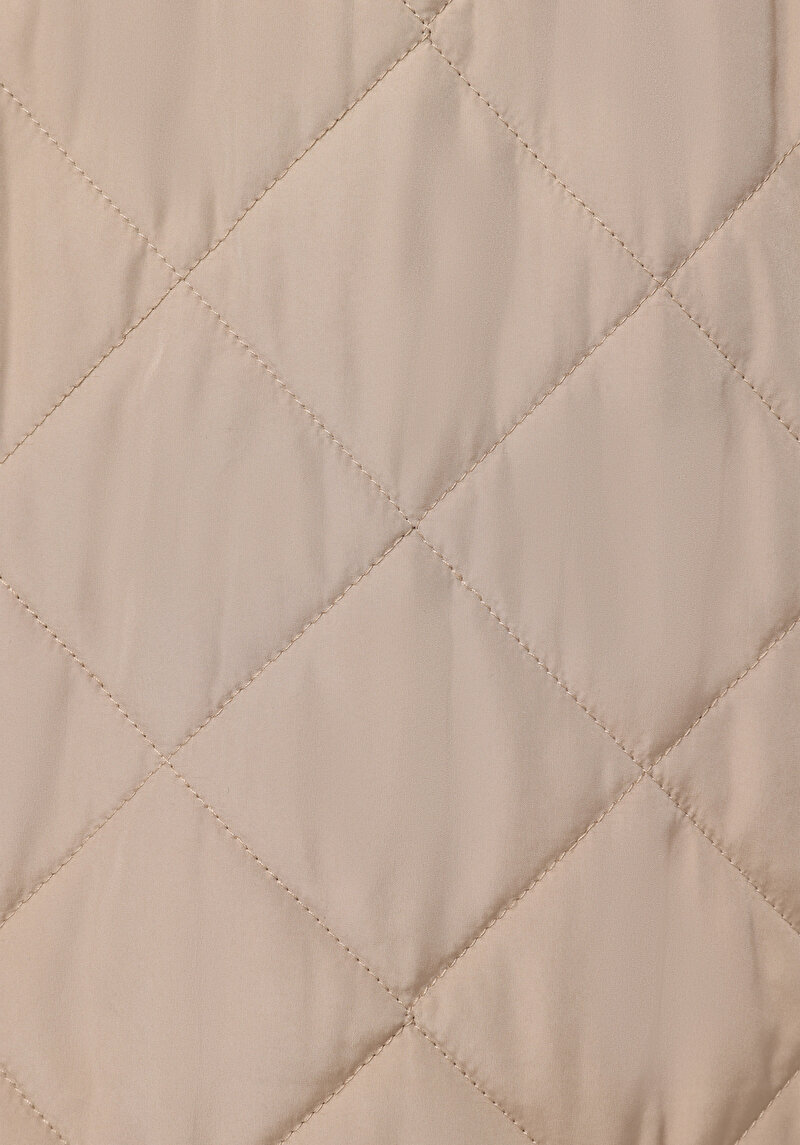 Regular Fit Kapüşonlu Fermuarlı Astarlı Suya Dayanıklı Kadın Bej Mont