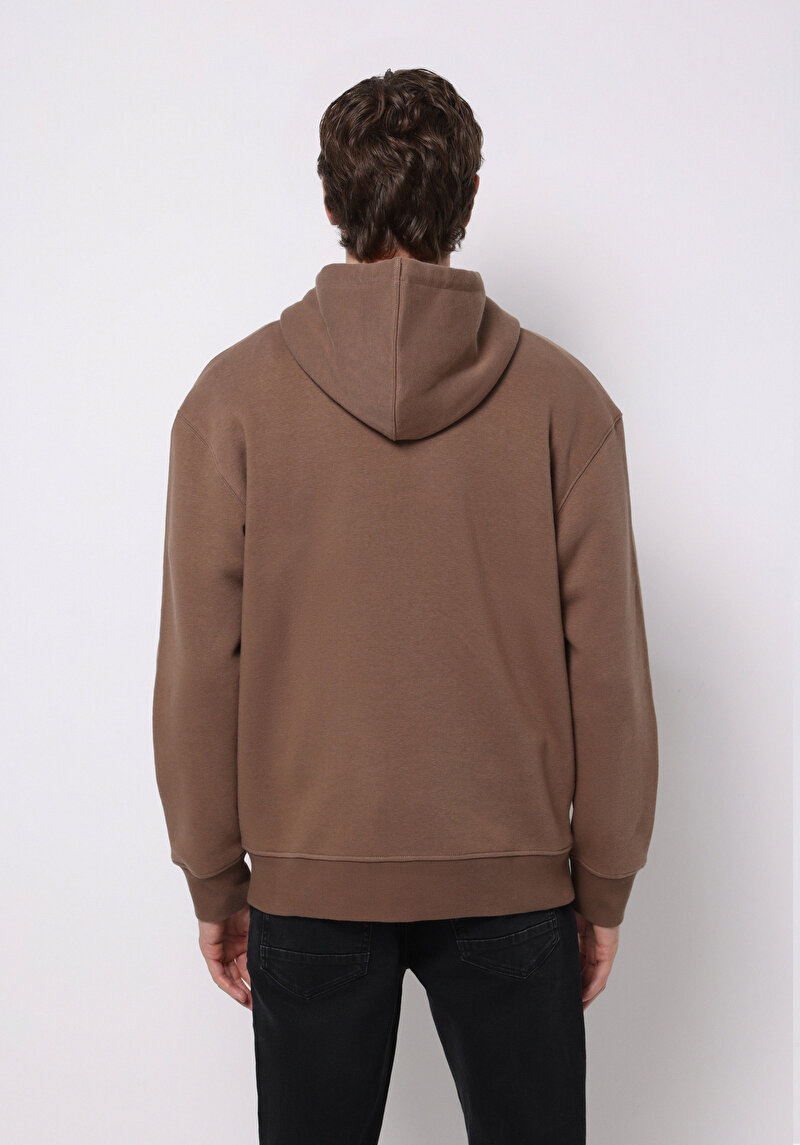 Comfort Fit Erkek Kahverengi Sweatshirt