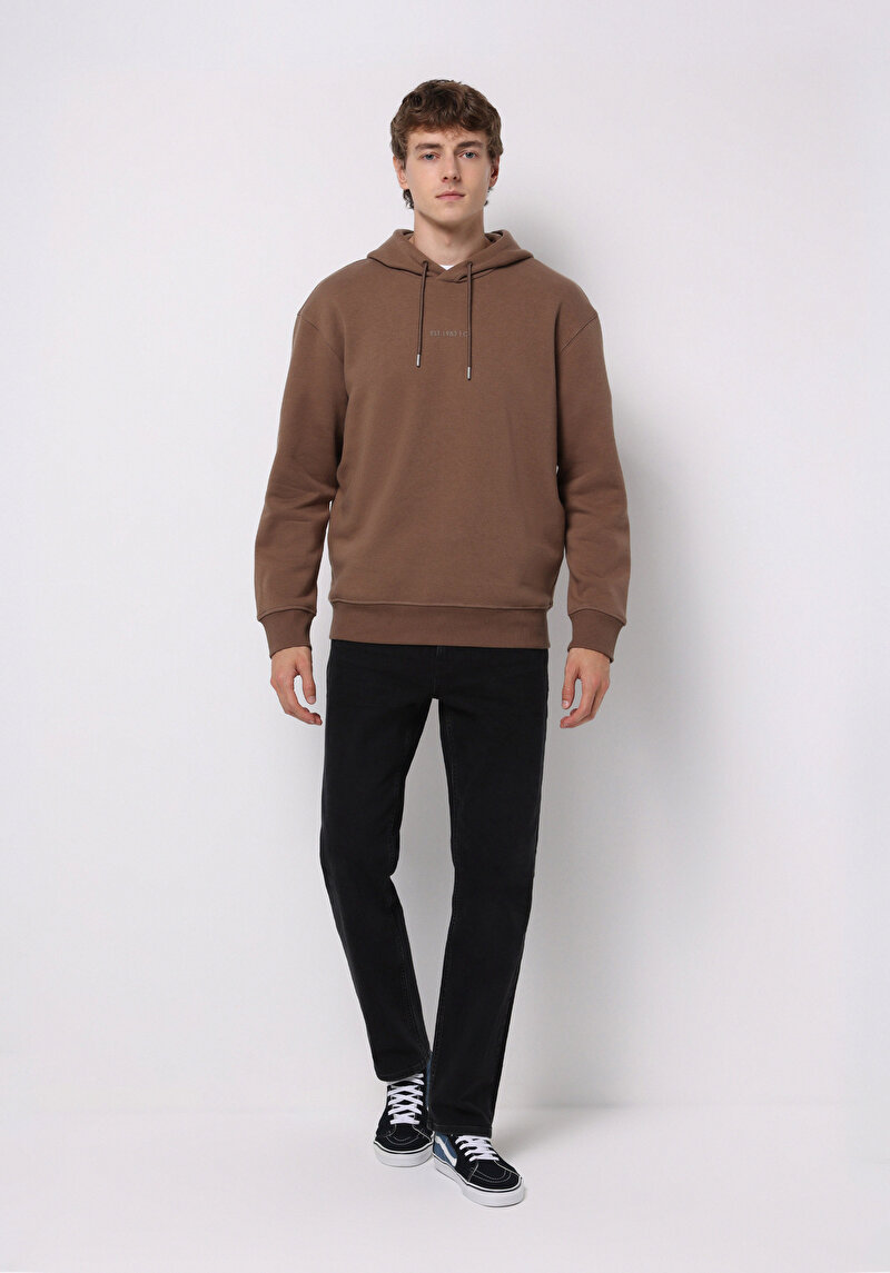 Comfort Fit Erkek Kahverengi Sweatshirt