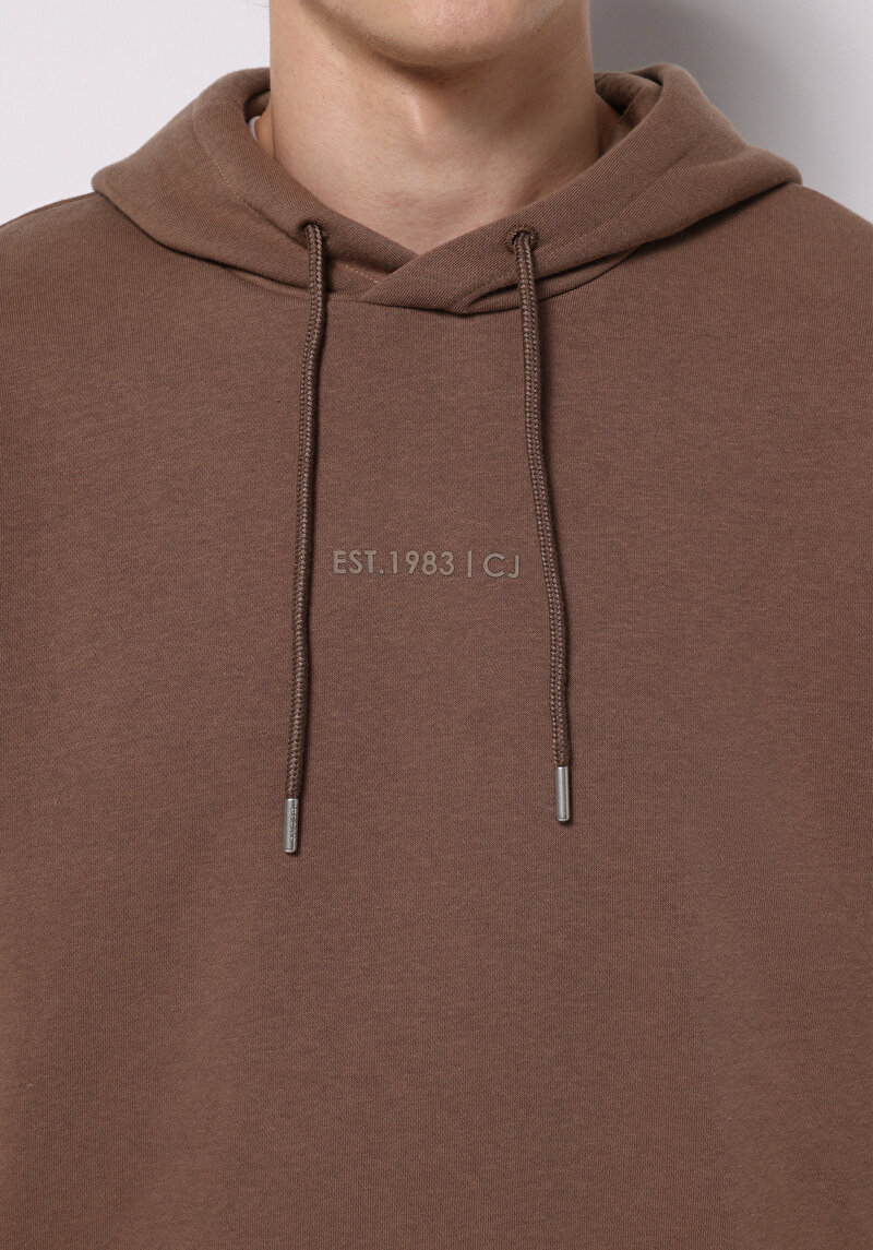 Comfort Fit Erkek Kahverengi Sweatshirt