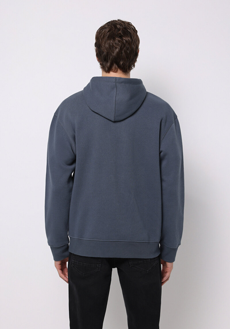 Comfort Fit Erkek Mavi Sweatshirt