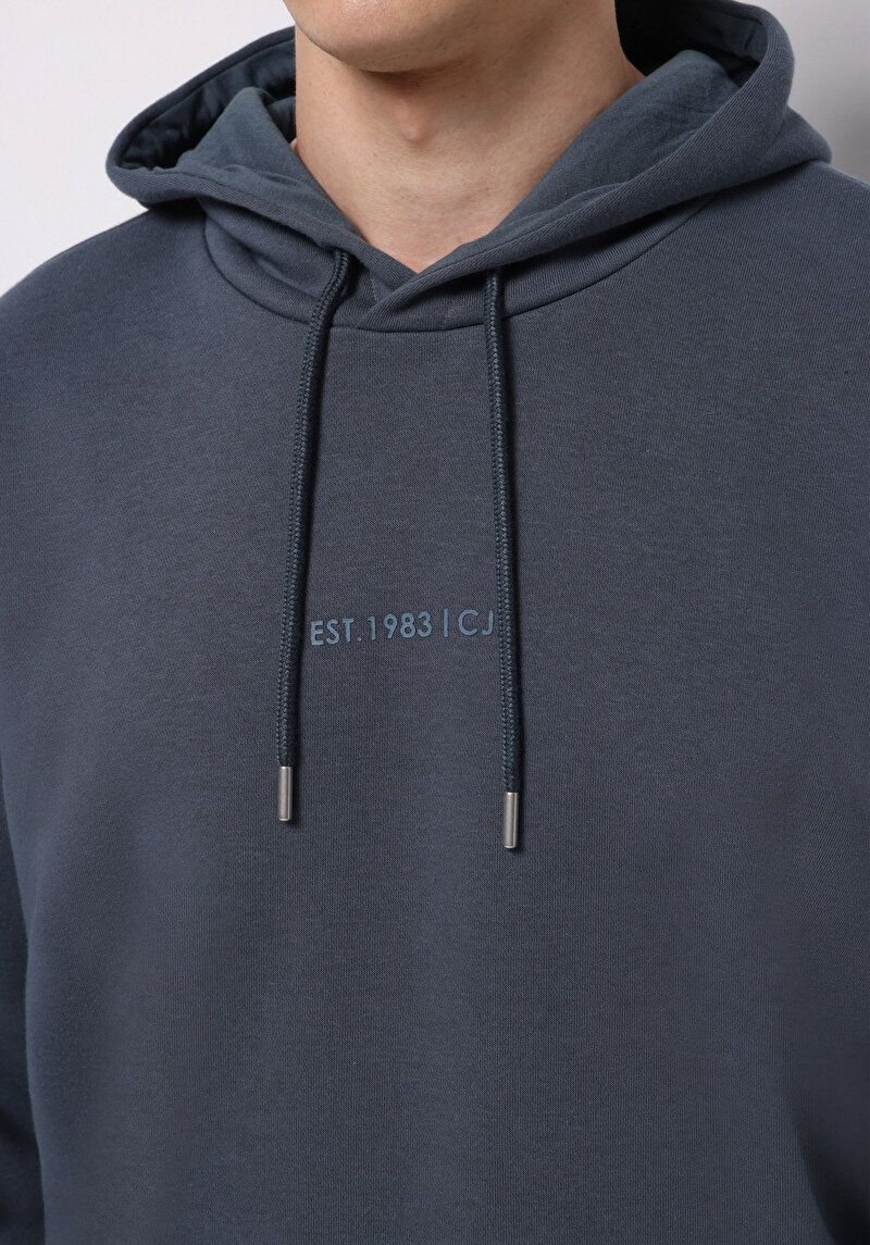 Comfort Fit Erkek Mavi Sweatshirt