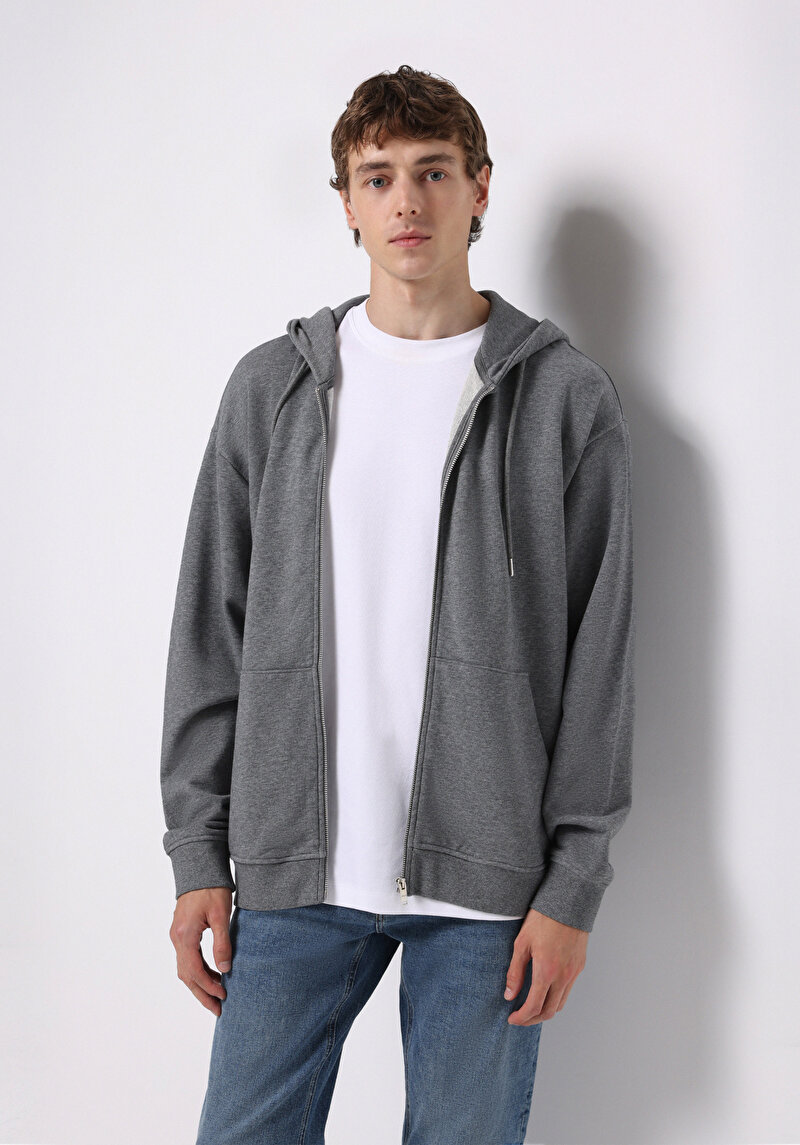 Oversize Fit   Erkek Antrasit Sweatshirt