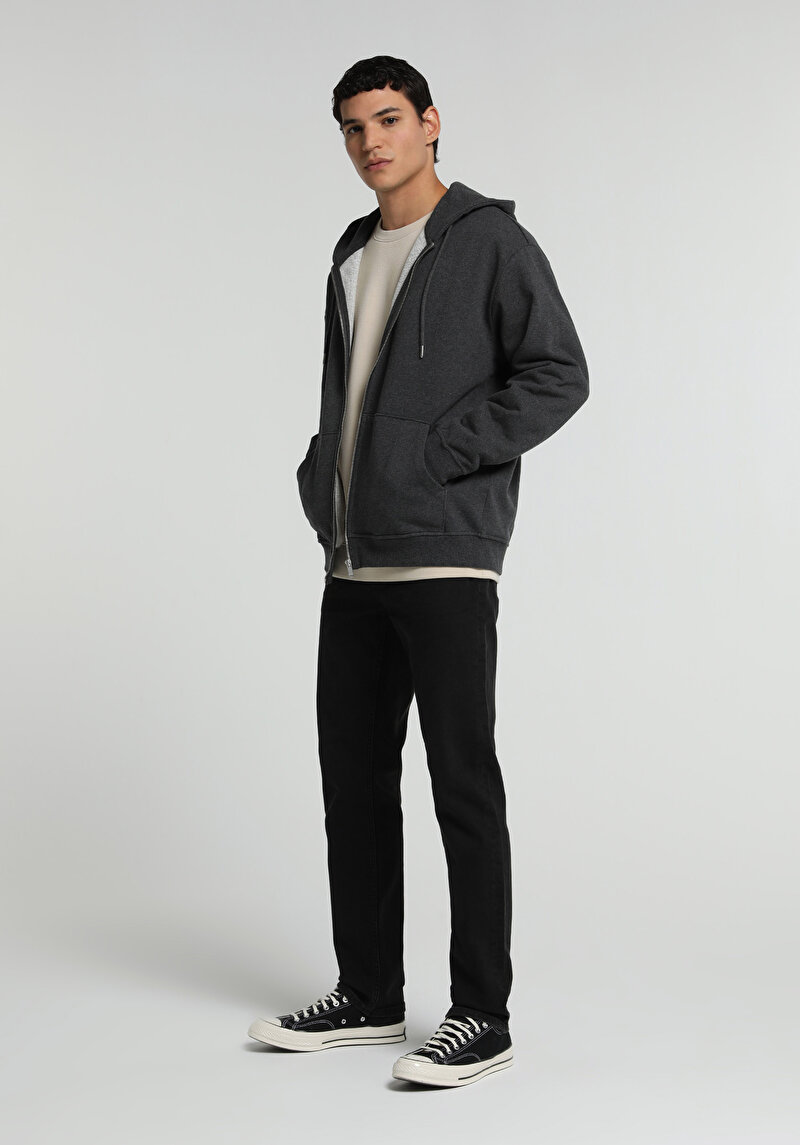 Oversize Fit Erkek Antrasit Sweatshirt