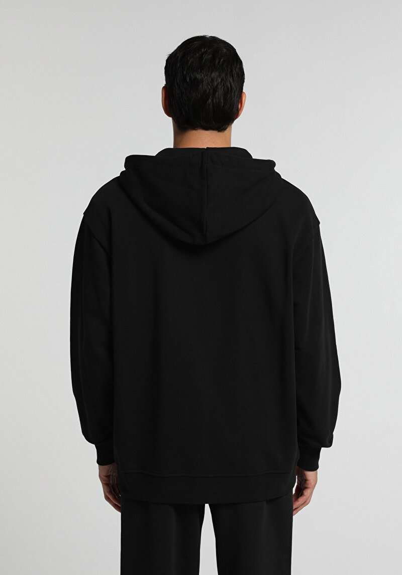 Oversize Fit Erkek Siyah Sweatshirt