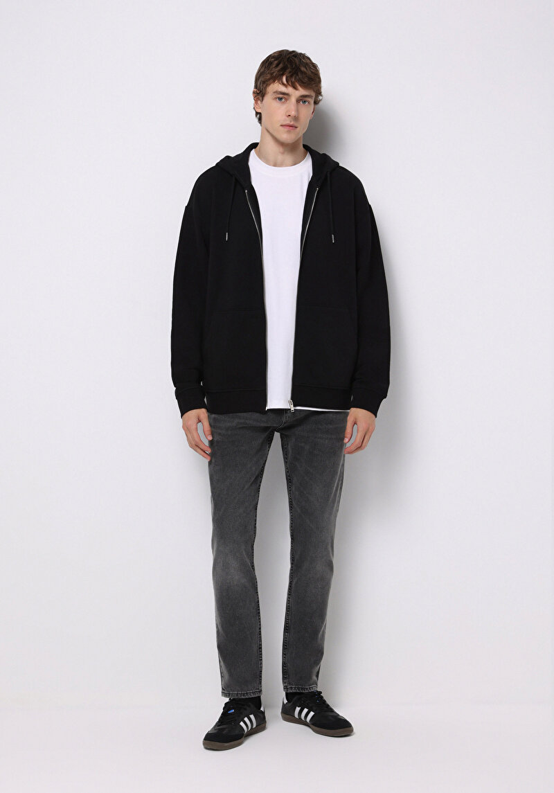 Oversize Fit   Erkek Siyah Sweatshirt