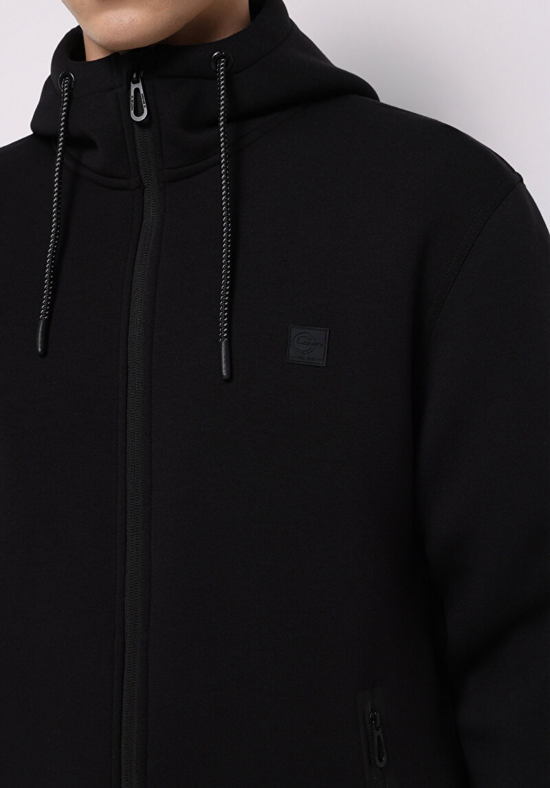 Regular Fit Erkek Siyah Sweatshirt