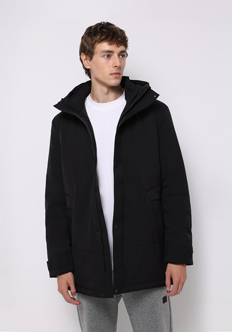 Regular Fit Erkek Siyah Kaban