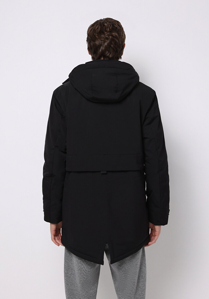 Regular Fit Erkek Siyah Kaban