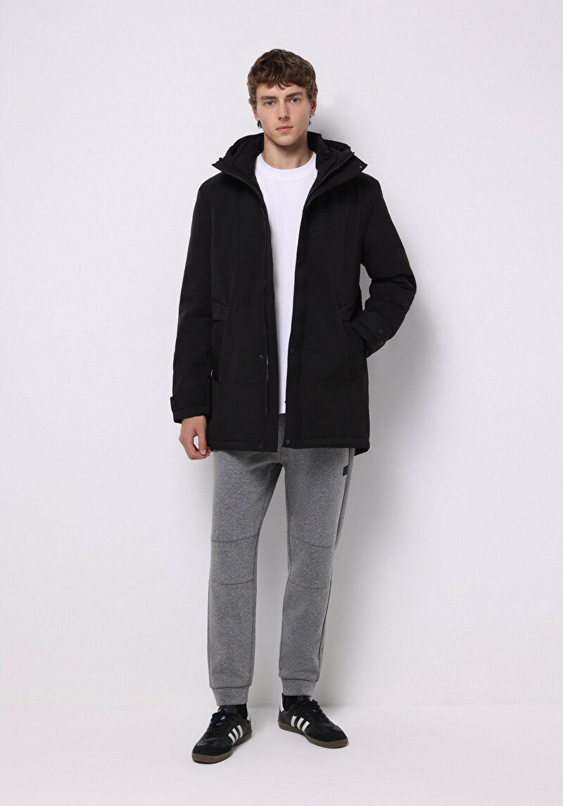 Regular Fit Erkek Siyah Kaban