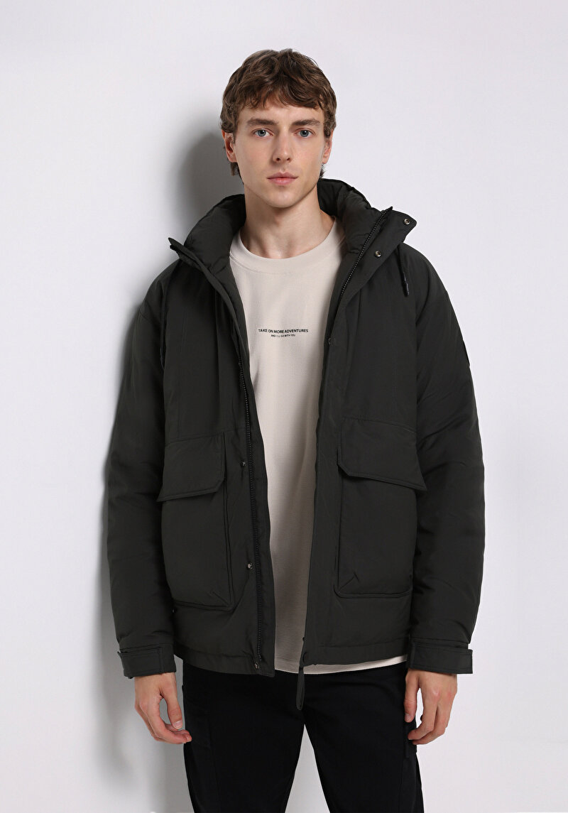 Regular Fit     Erkek Yeşil Mont