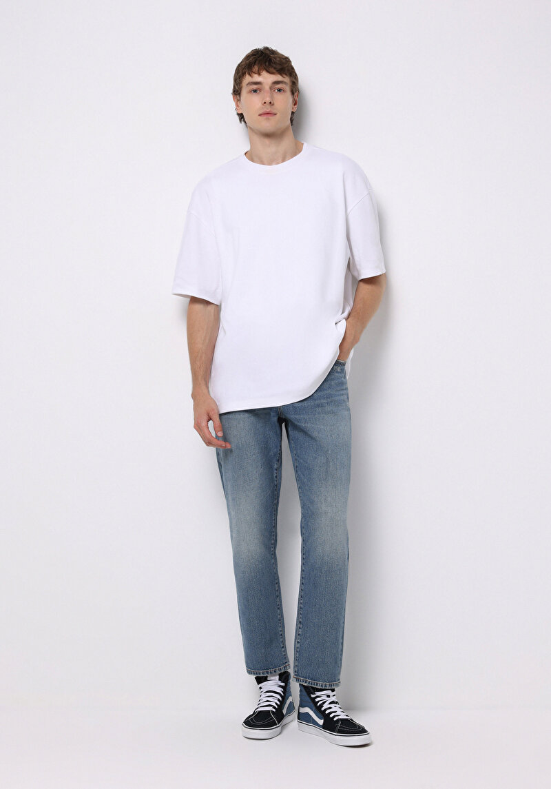 Loose Tapered Fit   Erkek İndigo Jean Pantolon