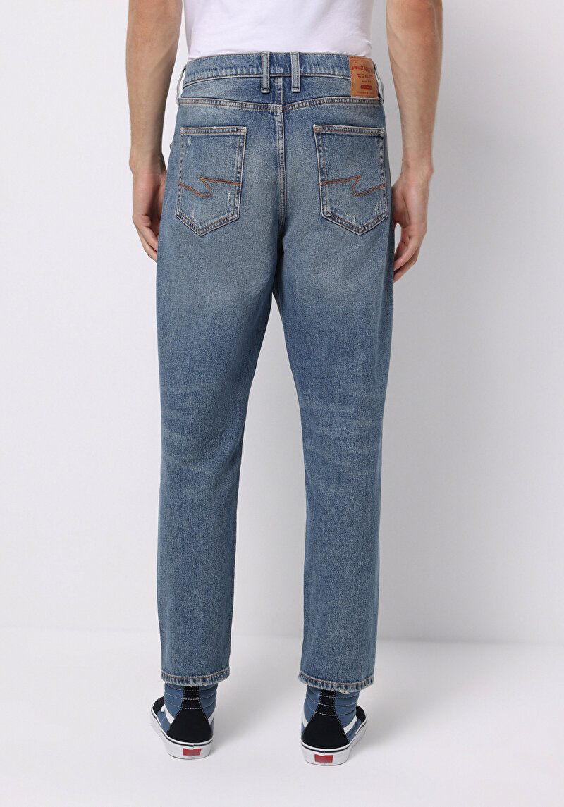 Loose Tapered Fit Erkek İndigo Jean Pantolon
