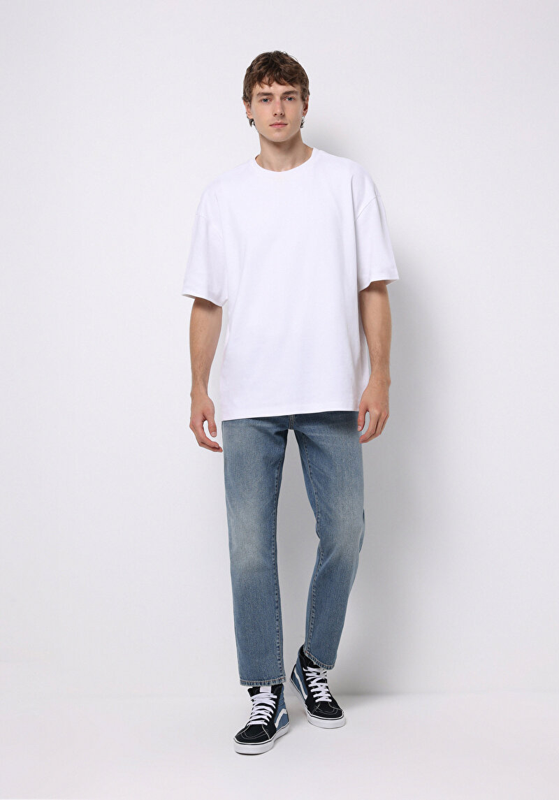 Loose Tapered Fit Erkek İndigo Jean Pantolon