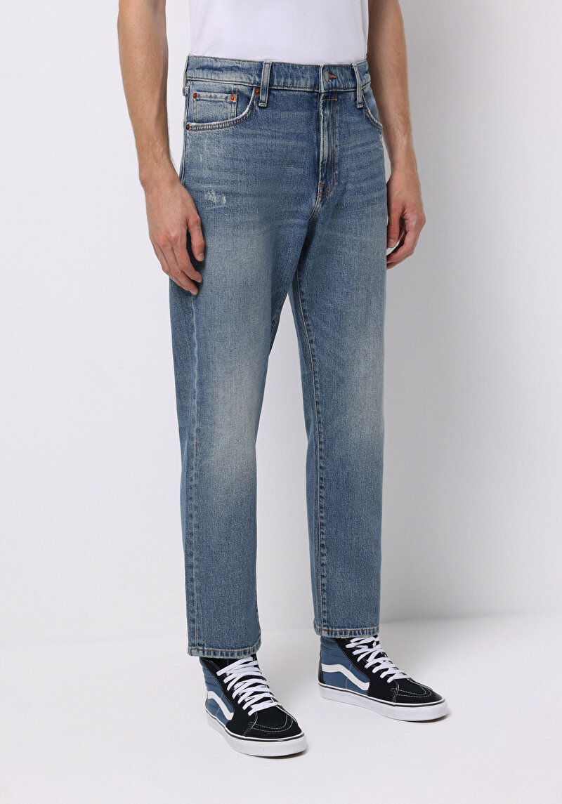 Loose Tapered Fit Erkek İndigo Jean Pantolon