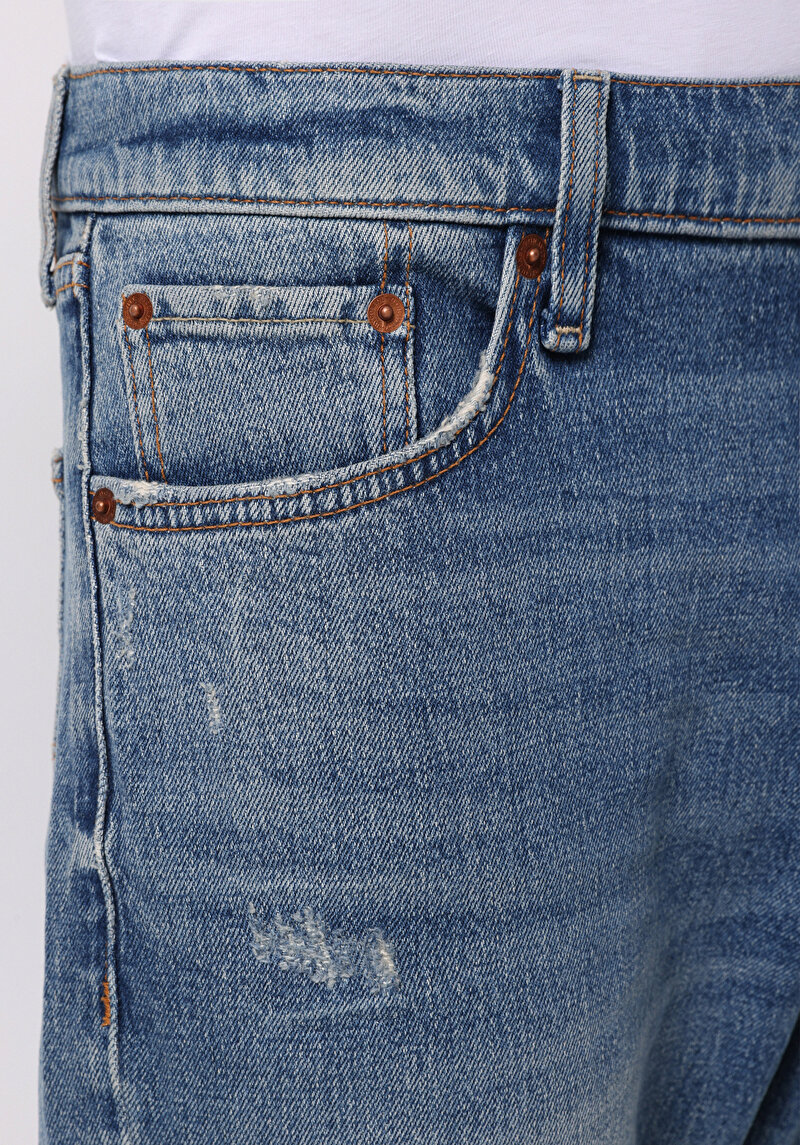 Loose Tapered Fit   Erkek İndigo Jean Pantolon