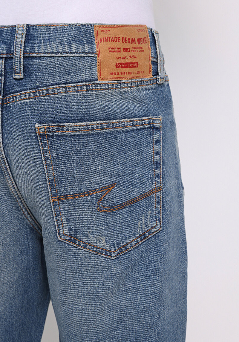 Loose Tapered Fit   Erkek İndigo Jean Pantolon