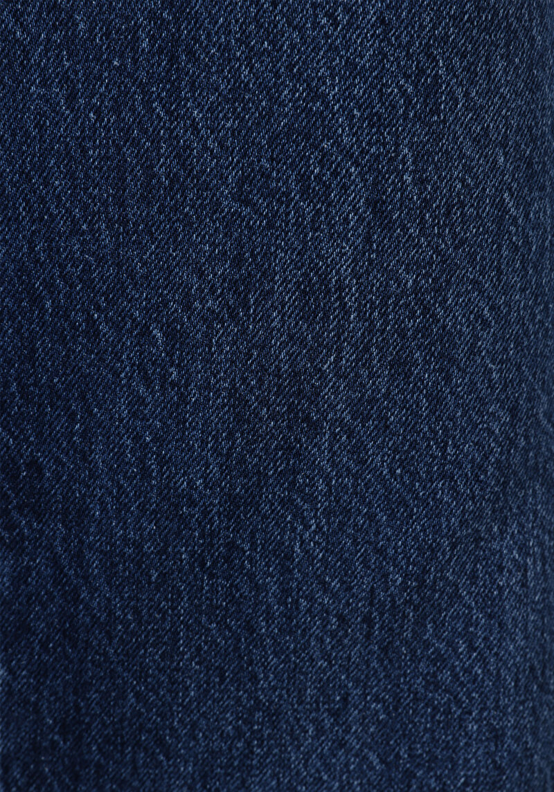 Regular Fit Yüksel Bel Geniş Paça Kadın Koyu İndigo Jean Pantolon