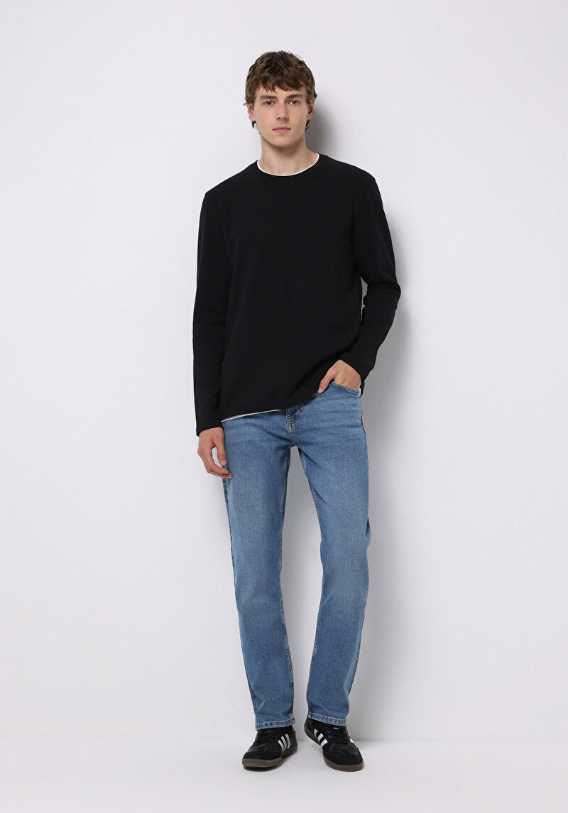 Regular Fit Erkek Açik İndigo Jean Pantolon