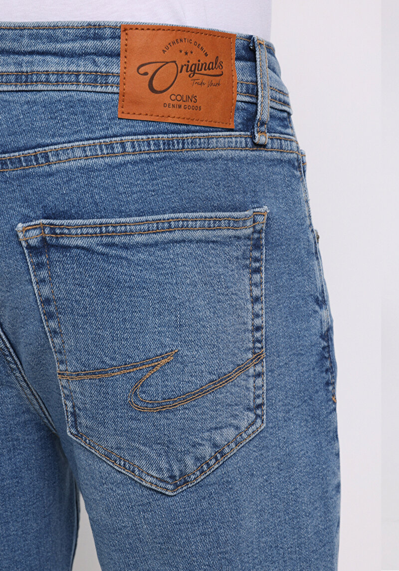 Regular Fit   Erkek Açik İndigo Jean Pantolon