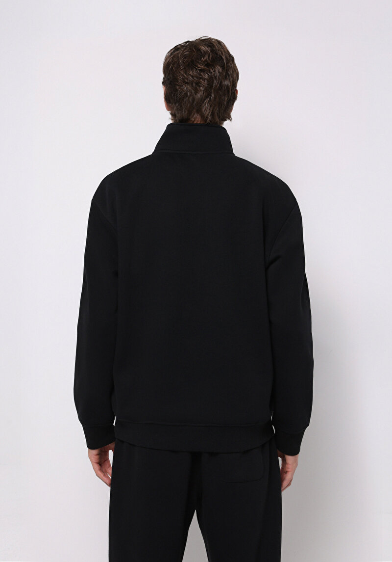 Comfort Fit Erkek Siyah Sweatshirt