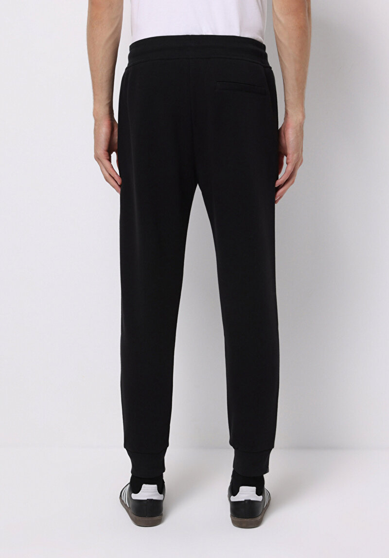 Slim Fit Orta Bel Düz Erkek Siyah Eşofman Altı