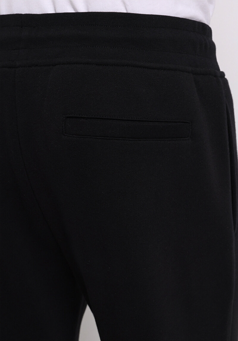 Slim Fit Orta Bel Düz Erkek Siyah Eşofman Altı