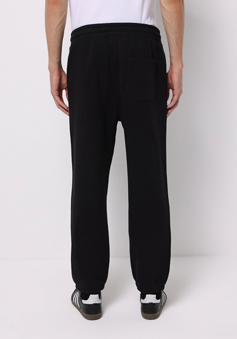 Loose Fit Orta Bel Düz Erkek Siyah Eşofman Altı