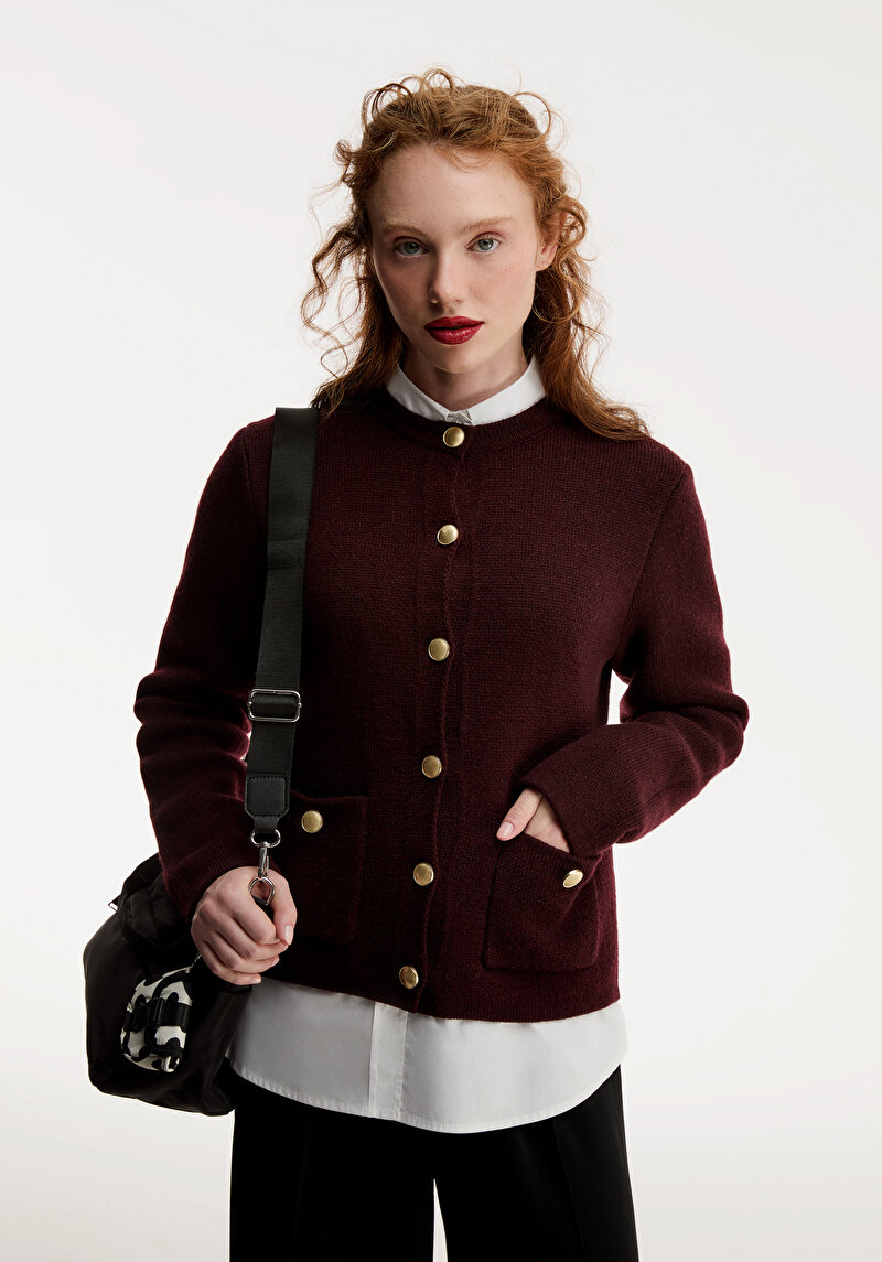 Regular Fit Kadın Mor Hırka