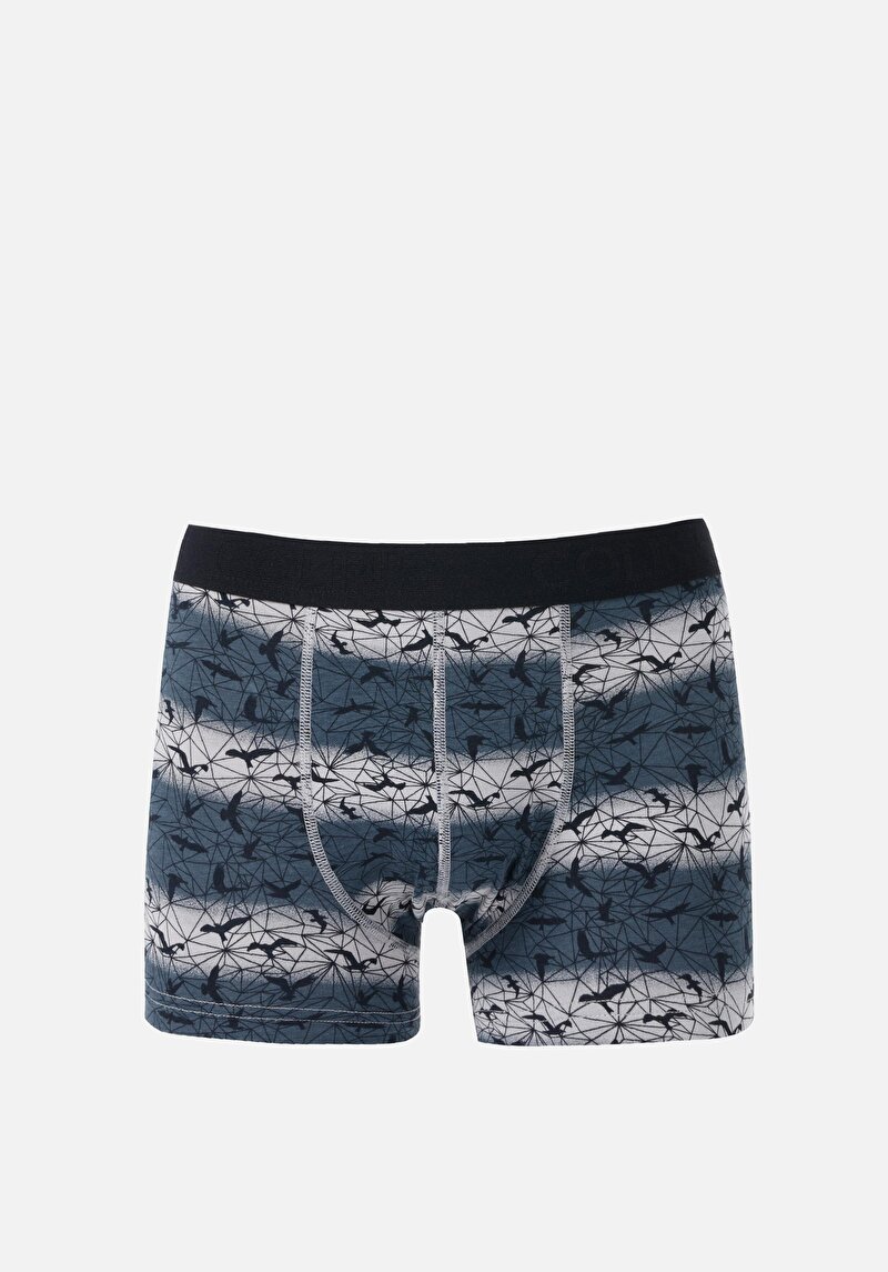 Modern Fit Baskılı Erkek Antrasit Boxer