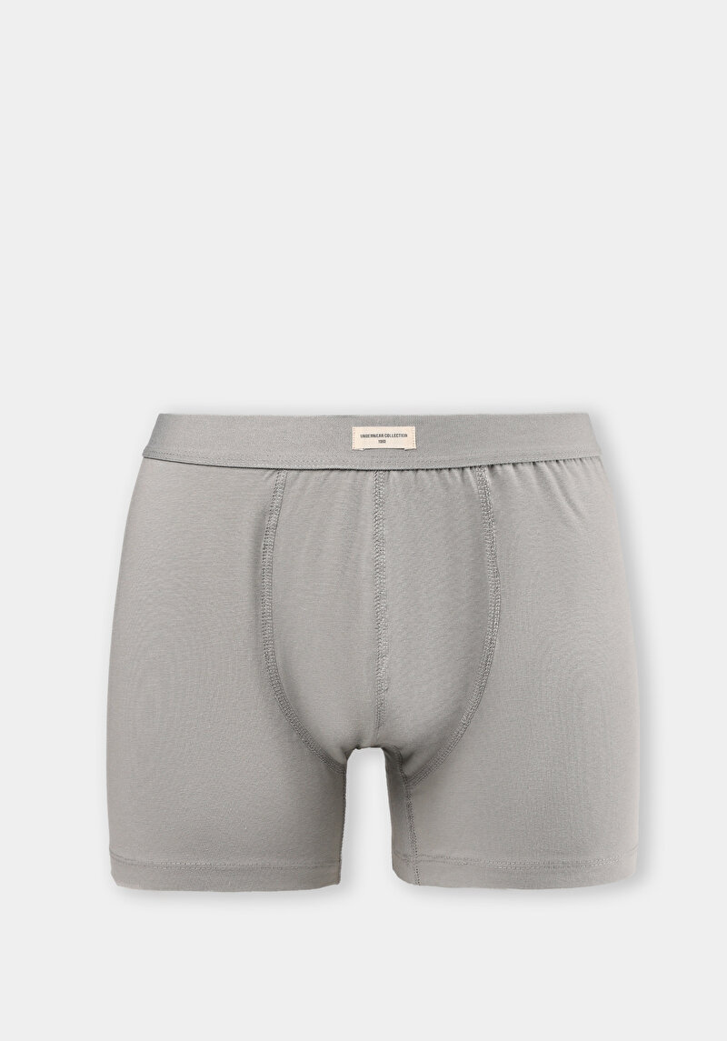 Modern Fit Düz Erkek Gri Boxer