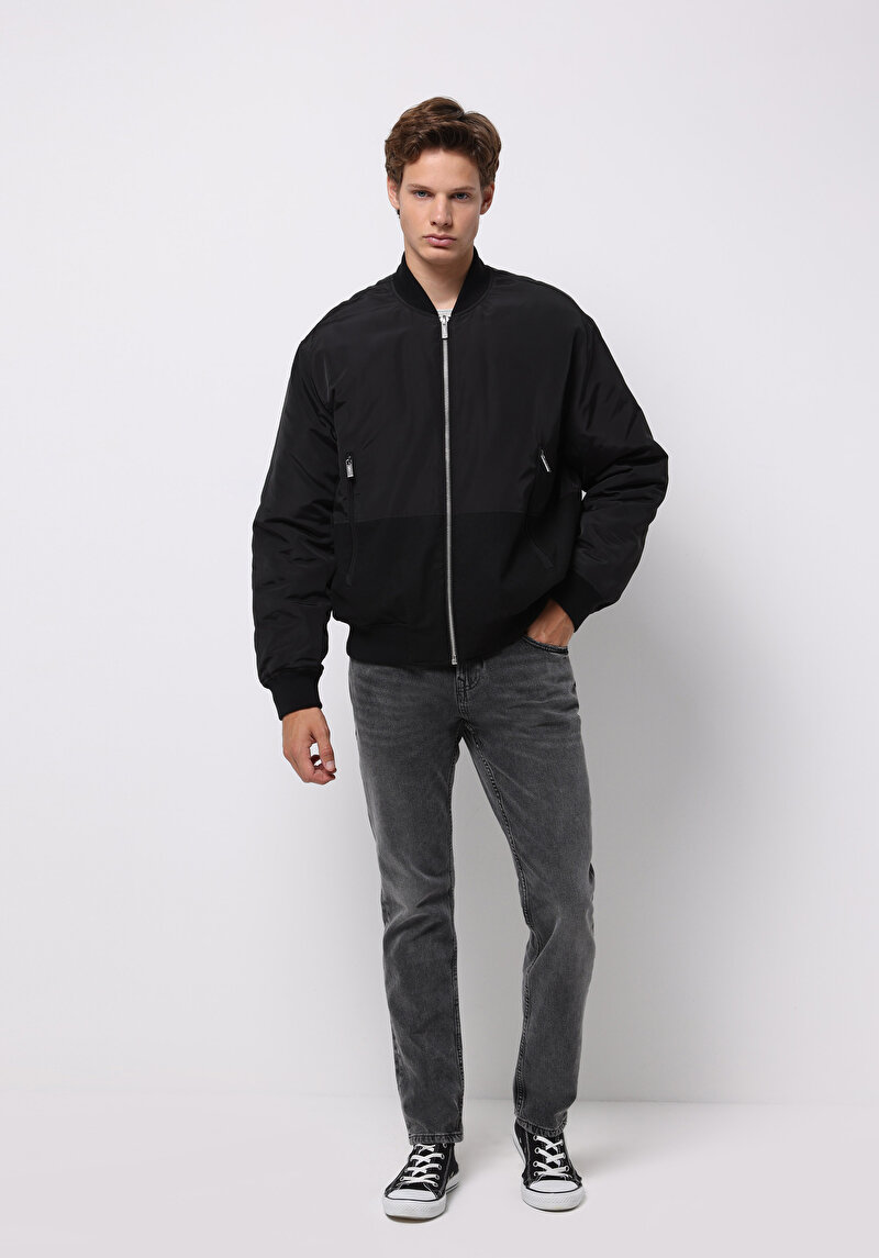 Regular Fit Erkek Siyah Mont
