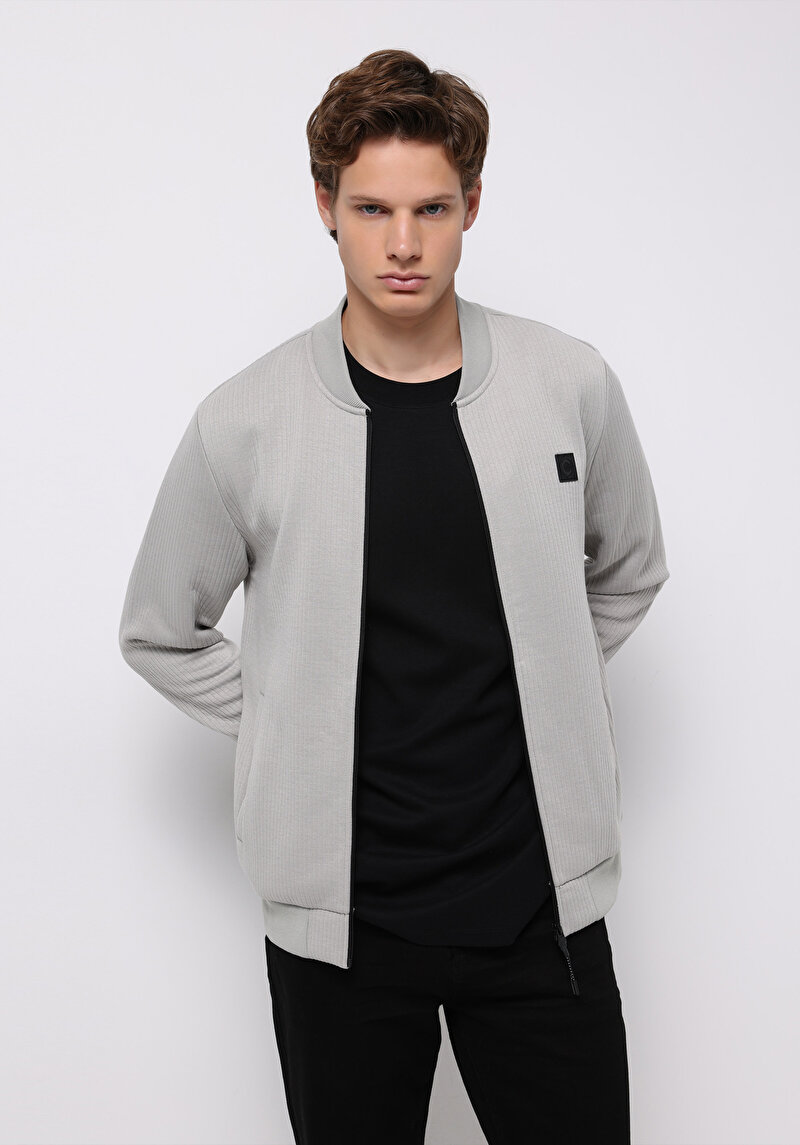 Slim Fit Erkek Gri Ceket