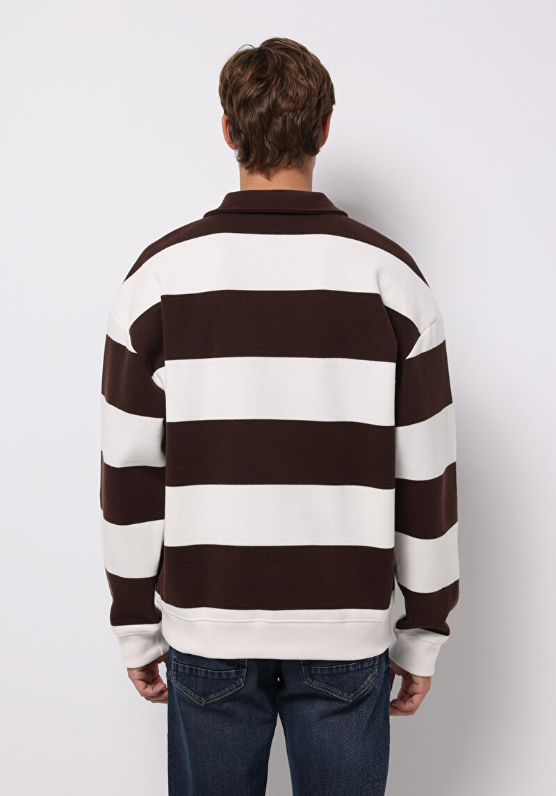 Comfort Fit Erkek Kahverengi Sweatshirt